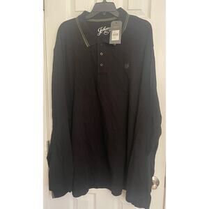 Johnny Bigg Hudson White Tipped on Black Long Sleeved Polo, A41